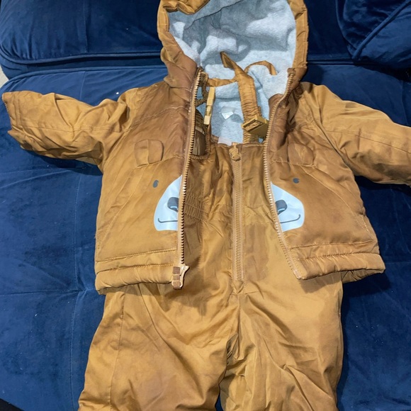 Carter's Simple Joys Gray Snowsuit with Brown Interior - Picture 1 of 5